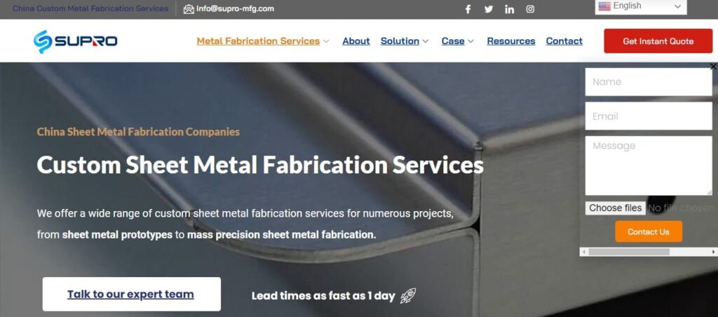SUPRO Sheet Metal Fabrication Services