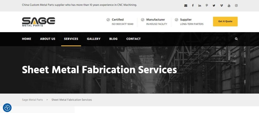 Sage Metal Parts Sheet Metal Fabrication Services