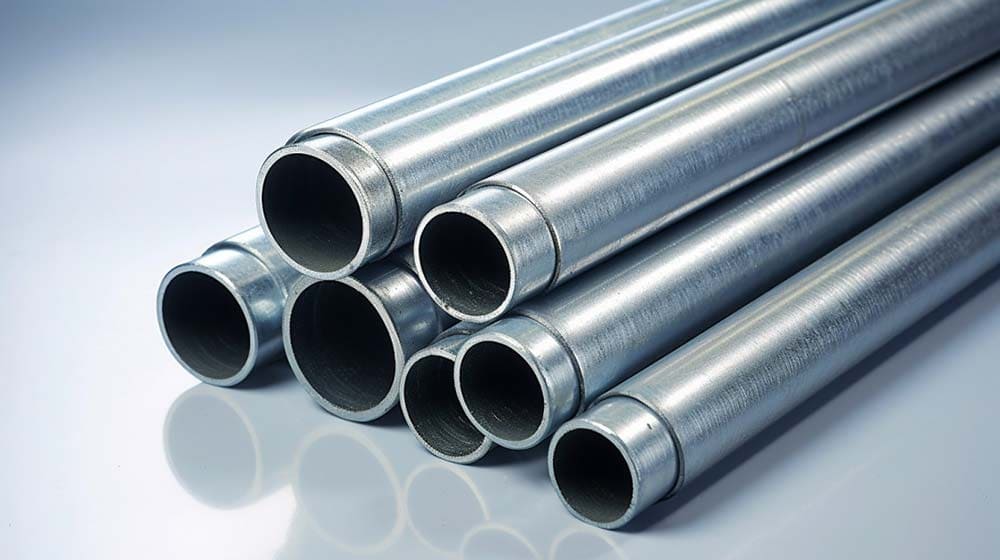 Seven galvanized steel pipes