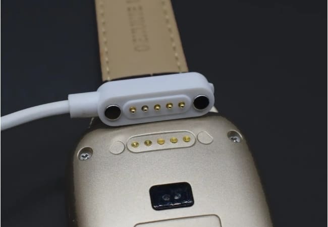 The pogo pins on the charging adapter for the smartwatch