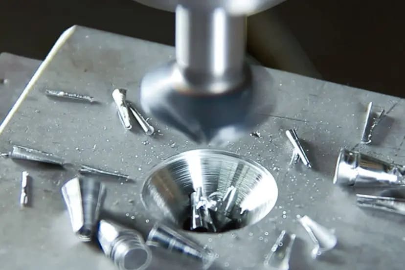 CNC machining of countersink holes