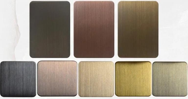The brushed finishing effects on different metal surfaces